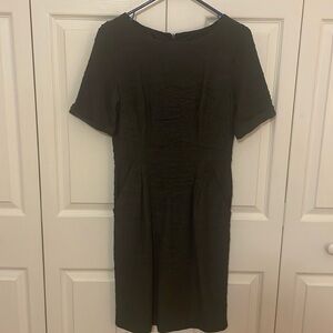 Adrianna Papell Charcoal Shortsleeved Dress With Pockets